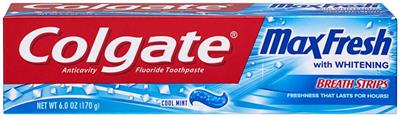 Colgate Max Fresh w/ Whitening Breath Strips Cool Mint Toothpaste 6.3oz