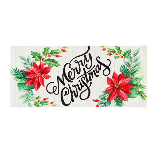Evergreen Sassafras Switch Mat Insert Merry Christmas Poinsettas