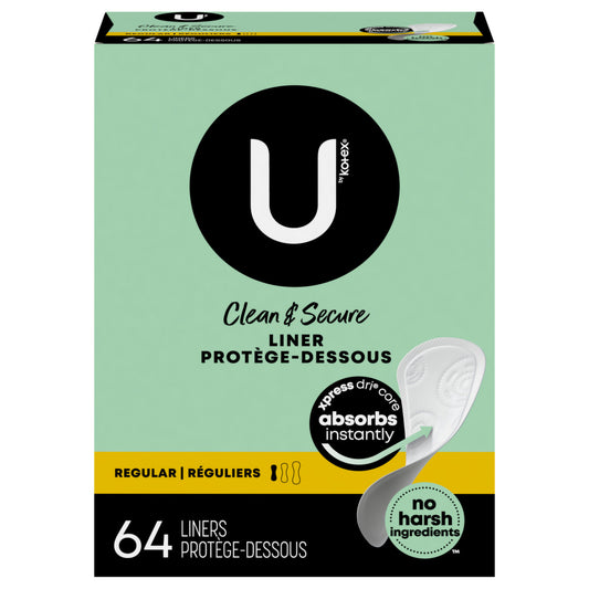 U By Kotex Clean & Secure Regular Liners 64ct