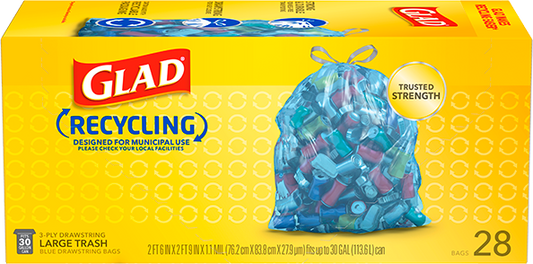 Glad Recycling Large 30 Gallon Trash Bags 28ct