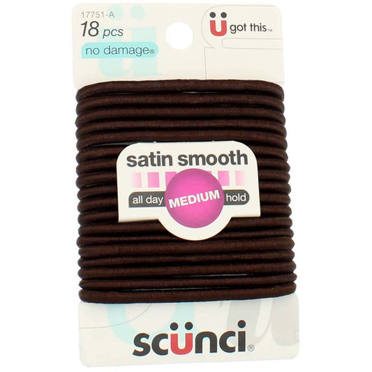 Scunci No Damage Satin Smooth Hair Elastic Brown 18ct