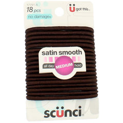 Scunci No Damage Satin Smooth Hair Elastic Brown 18ct
