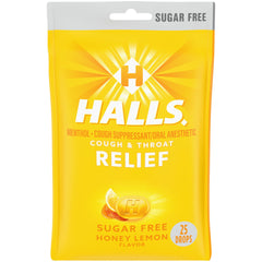 Halls Cough Drops Sugar Free Honey Lemon 25count