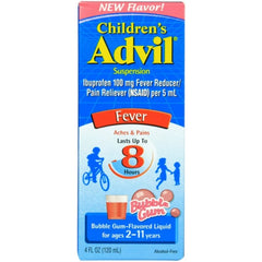 Children's Advil Suspension Fever Aches & Pains Reducer Bubble Gum -Flavored Liquid 4fl oz