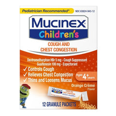 Mucinex Children's Cough and Chest Congestion Orange Creme Granule Packets 12ct