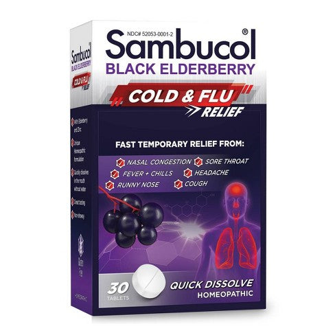 Sambucol Black Elderberry Cold & Flu Relief (30 quick dissolve tablets)