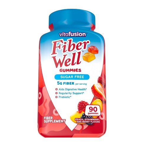 Viafusion Fiber Well Gummies Sugar Free Peach, Strawberry, and Berry Flavors (90 Gummies)
