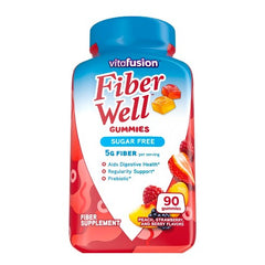 Viafusion Fiber Well Gummies Sugar Free Peach, Strawberry, and Berry Flavors (90 Gummies)