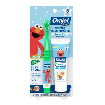 Orajel Kids Elmo Training Toothpaste Fluoride-Free Banana Apple Flavor 1oz