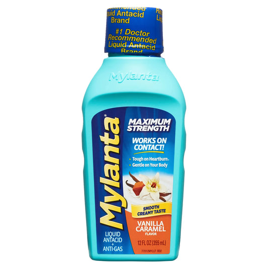 Mylanta Liquid Antacid + Anti-Gas Vanilla Caramel Flavor 12fl oz