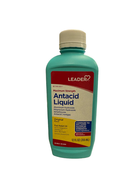 Leader Maximum Strength Antacid Liquid Original Flavor 12fl oz