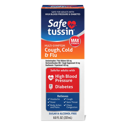 Safe Tussin Max Strength Multi-Symptom Cough, Cold & Flu Sugar & Alcohol Free 8floz