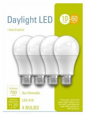 LED Daylight 60-Watt Lightbulbs 4 Pack