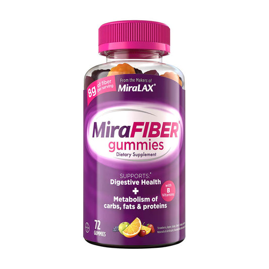 Mirafiber Strawberry, Apple, Grape, Cherry, Orange, and Lemon Flavors (72gummies)