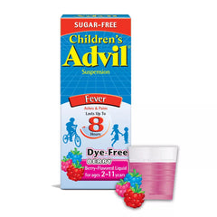 Children's Advil Suspension Fever Aches & Pains Reducer Sugar-Free Dye-Free Berry-Flavored Liquid 4fl oz