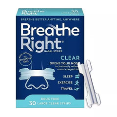Breathe Right Nasal Strips Clear for Sensitive Skin Large 30ct