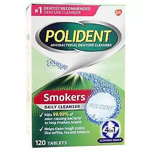 Polident Smokers Daily Denture Cleanser 120 tablets