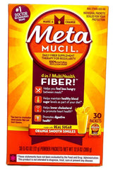 Metamucil On-the-Go!  4-in-1 Fiber Packets Made with Real Sugar Orange Flavor (30-0.43oz powder packets)