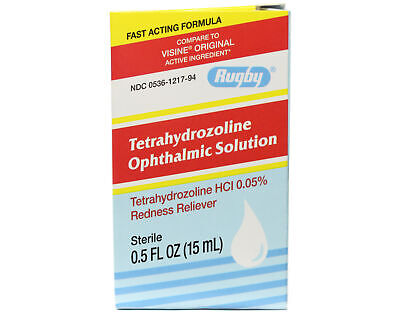 Rugby Tetrahydrozoline Ophthalmic Solution Eye Drops 0.5fl oz