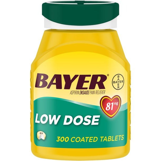 Bayer 81mg Low Dose Safety Coated Aspirin Regimen (300 enteric coated tablets)