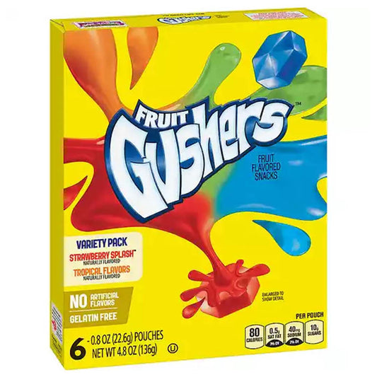 Fruit Gushers Variety Pack 6-0.8oz pouches/NET WT 4.8oz