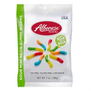 Albanese Sour 12 Flavor Mini Gummi Worms 7oz