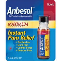 Anbesol Maximum Strength Instant Oral Pain Relief Liquid 0.41 fl oz