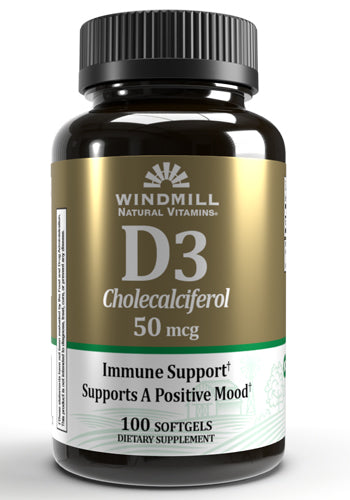 Windmill Natural Vitamins D3 50mcg (100 softgels)