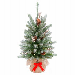 Feel Real Artificial Pre-Lit Christmas Tree Snowy Morgan Spruce