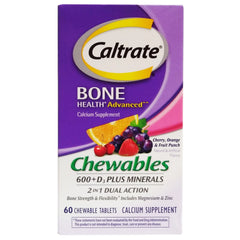 Caltrate Bone Health Advanced 600+D3 plus minerals 2 in 1 dual action (60 chewable tablets)
