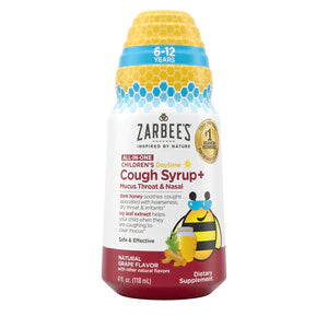 Zarbee's All-In-One Children's Daytime Cough Syrup + Mucus Throat & Nasal Natural Grape Flavor 4fl oz