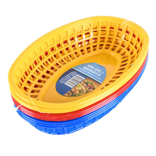 3pk Deli Baskets Assorted Colors 1ct
