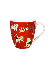 Evergreen Holiday Frolicking Dogs Ceramic Cup