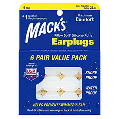 Mack's Pillow Soft Silicone Putty Earplugs (6 pairs)