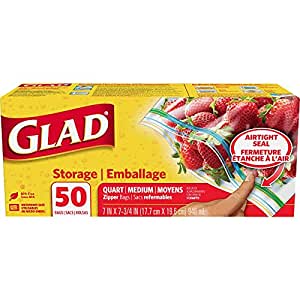 Glad Medium Storage Quart Zipper Bags 50ct