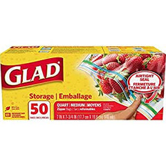 Glad Medium Storage Quart Zipper Bags 50ct