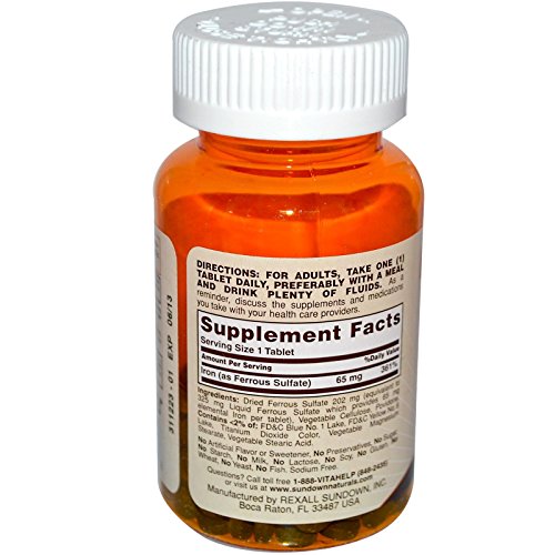 Sundown Naturals Iron, 65 mg, 120 tabs (Pack of 1)