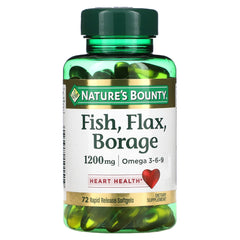 Nature's Bounty Fish, Flax, Borage 1200mg/Omega 3-6-9 (72 rapid release softgels)