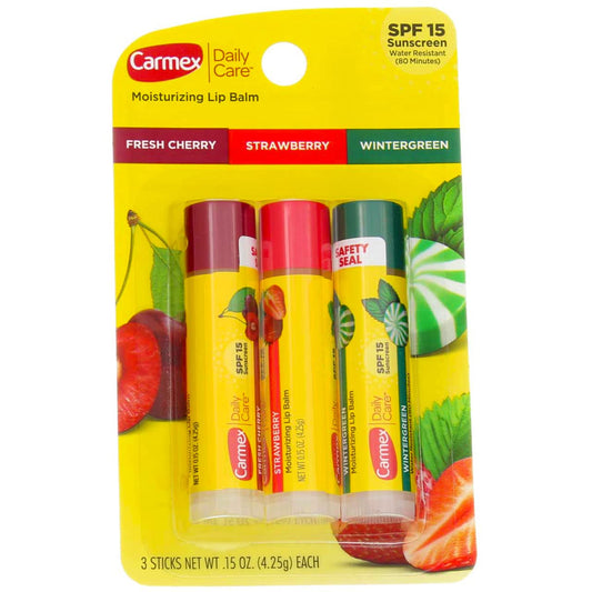 Carmex Lip Daily Care Assorted 3 Sticks Net Wt .15oz (4.25g) each