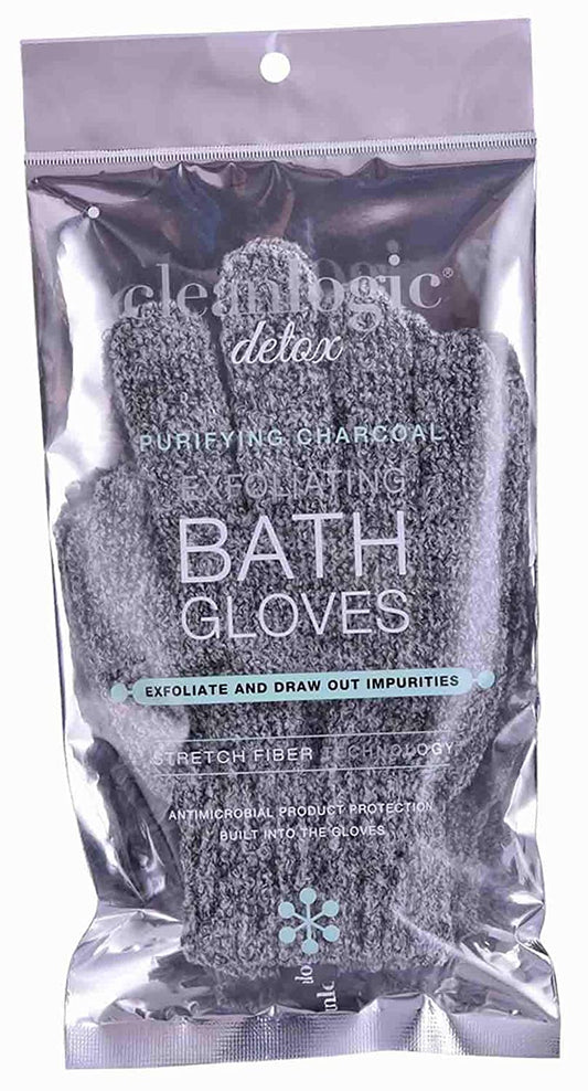 Cleanlogic Detox Purifying Charcoal Exfoliating Bath Gloves