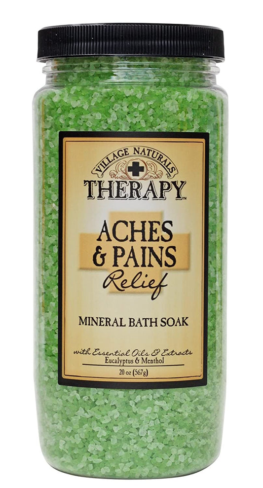 Village Naturals Aches + Pains Muscle Relief Concentrated Mineral Bath Soak 20 oz