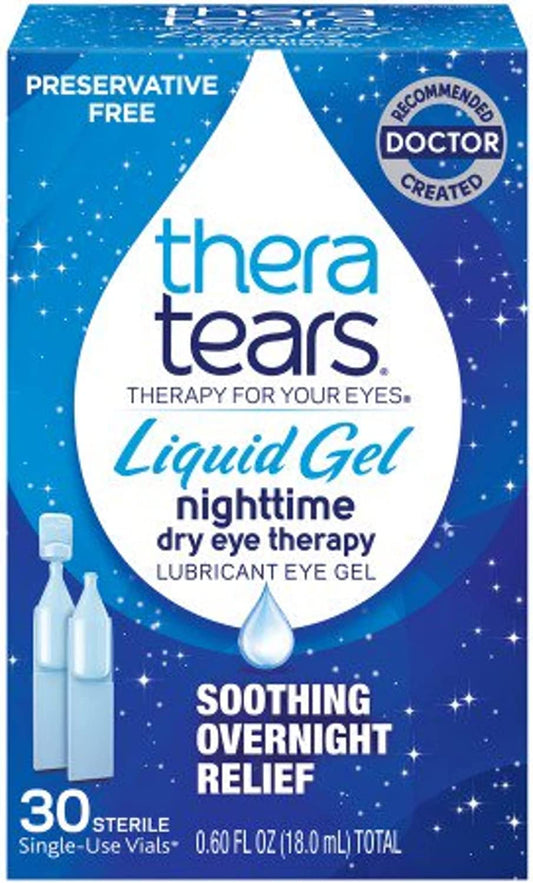 TheraTears Liquid Gel Nighttime Dry Eye Therapy Lubricant Eye Gel- 30 Vials (0.60fl oz each)