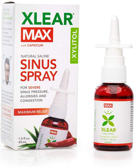 Xlear Max w/ Capsicum Natural Saline Nasal Spray Maximum Relief 1.5fl oz