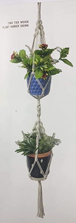 60" 2-Tier Woven Plant Hanger