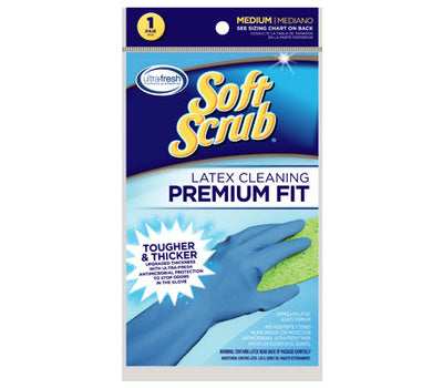 Soft Scrub Latex Cleaning Premium Fit Gloves Blue 1pair Medium