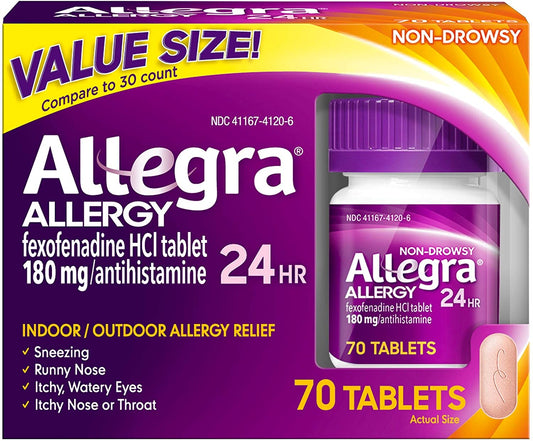 Allegra Allergy Fexofenadine 180mg 24H (70 tablets)