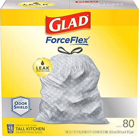 Glad ForceFlex Tall Kitchen Drawstring Bags 13Gal (80ct)