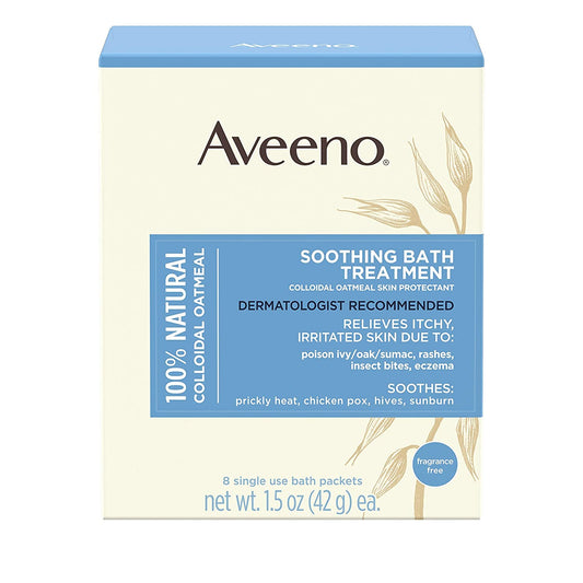 Aveeno Soothing Bath Treatment 8 Single Use Bath Packets 1.5 oz ea