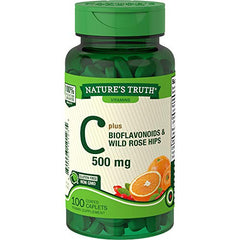 Nature's Truth Viatmin C 500mg plus Bioflavonoids & Wild Rose Hips (100 coated caplets)
