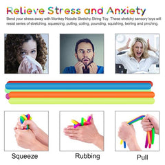 Fidget Stretchy Noodle Toys 3ct Assorted Colors